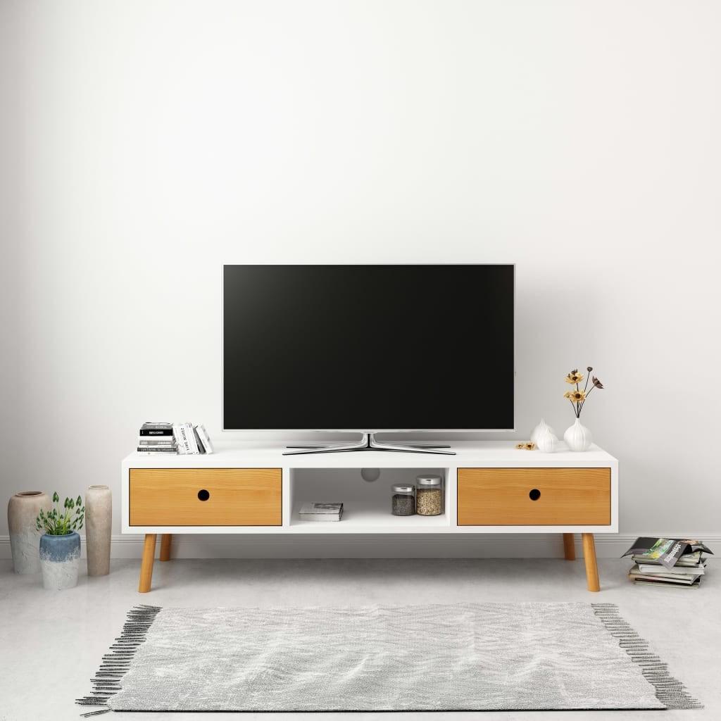Tv-skab 120 x 35 x 35 cm massivt fyrretræ hvid