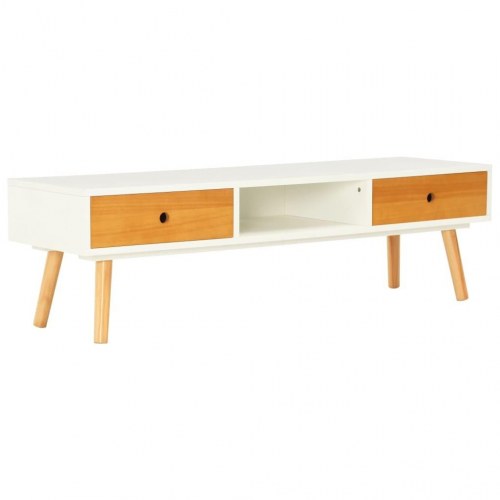 Tv-skab 120 x 35 x 35 cm massivt fyrretræ hvid