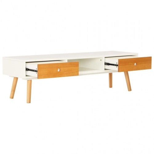 Tv-skab 120 x 35 x 35 cm massivt fyrretræ hvid