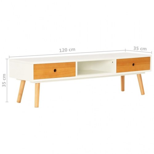 Tv-skab 120 x 35 x 35 cm massivt fyrretræ hvid