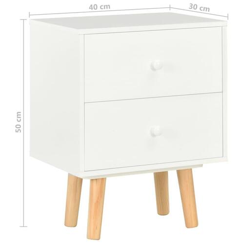 Sengeskabe 2 stk. 40 x 30 x 50 cm massivt fyrretræ hvid