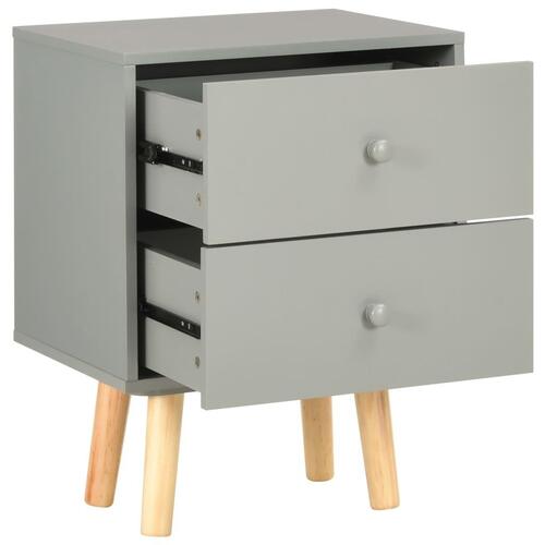 Sengeskabe 2 stk. 40 x 30 x 50 cm massivt fyrretræ grå