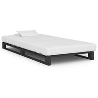 Pallesengestel massivt fyrretræ 90 x 200 cm grå