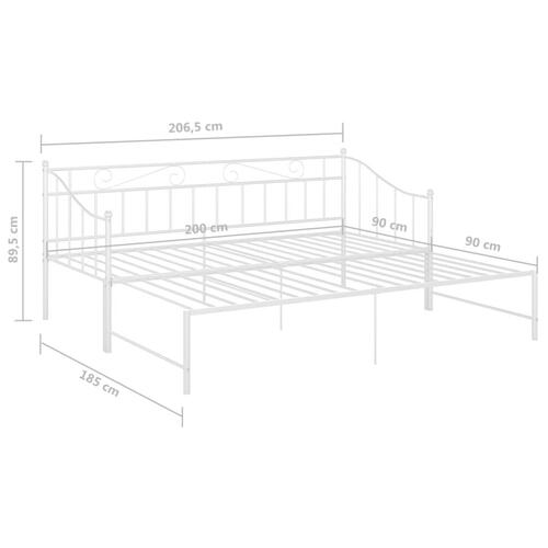 Sengestel til udtræksseng 90x200 cm metal hvid