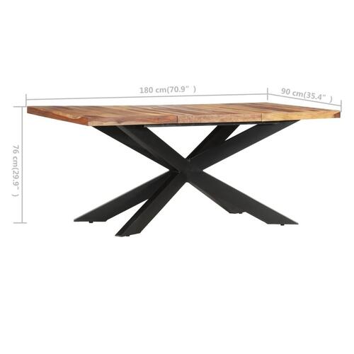 Spisebord 180 x 90 x 76 cm massivt sheeshamtræ