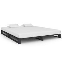 Pallesengestel massivt fyrretræ 200 x 200 cm grå