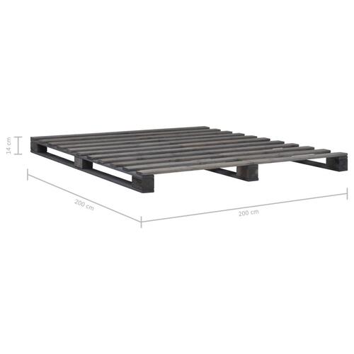 Pallesengestel massivt fyrretræ 200 x 200 cm grå
