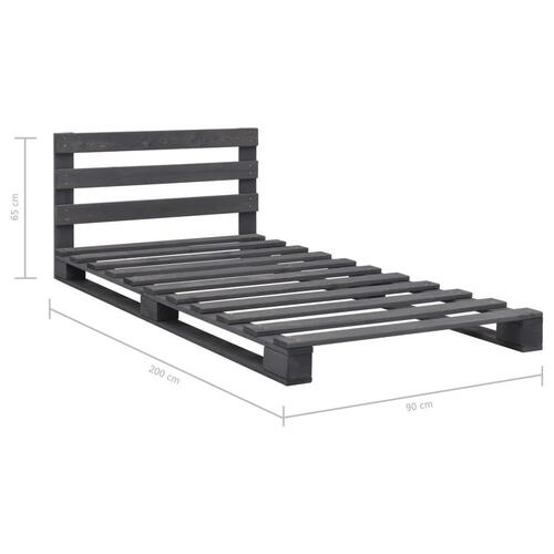 Palleseng massivt fyrretræ 90 x 200 cm grå