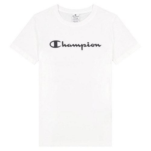 Champion kortærmet T-shirt til dame - Big Script Logo, hvid (M)
