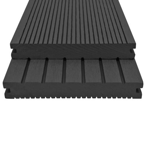 Massive terrassebrædder med tilbehør WPC 20 m² 4 m sort