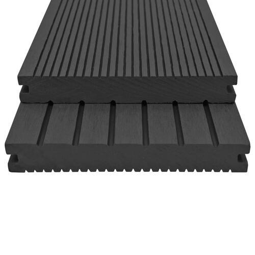 Massive terrassebrædder med tilbehør WPC 30 m² 4 m sort