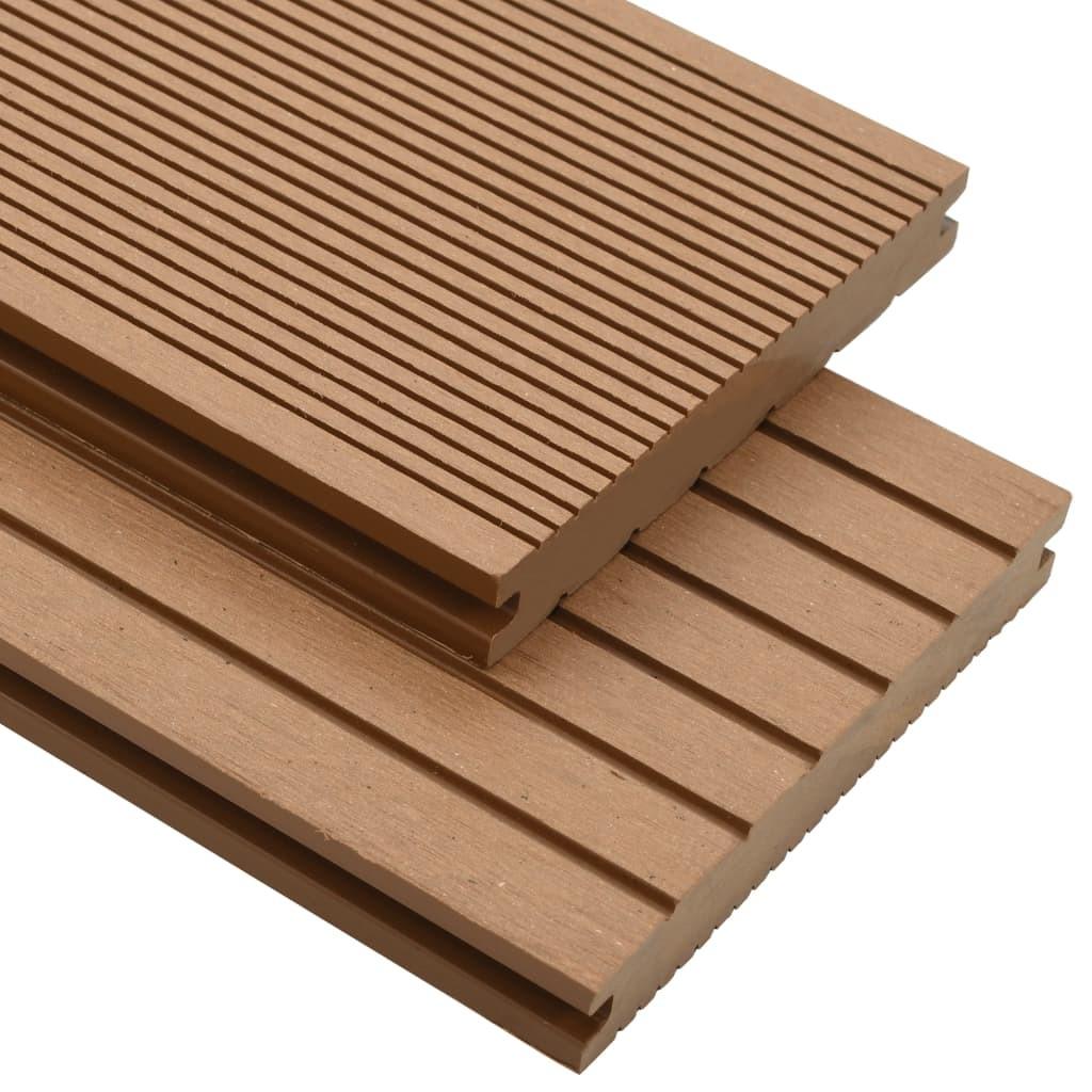 Massive terrassebrædder med tilbehør WPC 25 m² 4 m teakfarve
