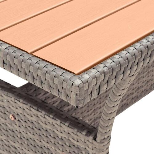 Havebord 120x70x66 cm polyrattan grå