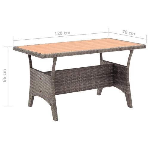 Havebord 120x70x66 cm polyrattan grå