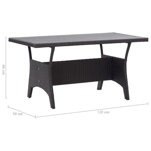 Havebord 120x70x66 cm polyrattan sort