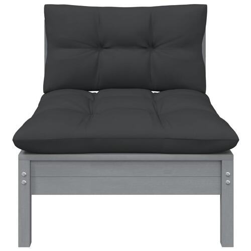 2-personers havesofa med hynder massivt fyrretræ grå
