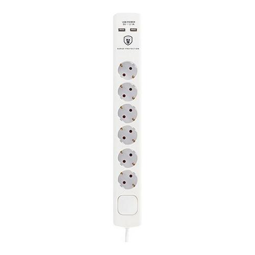 Stikdåse - 6 udtag med kontakt TM Electron 230 V