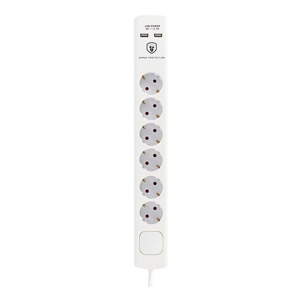 Stikdåse - 6 udtag med kontakt TM Electron 230 V