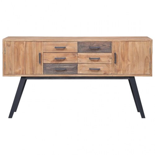 Skænk 110×30×75 cm i massivt teaktræ - 6 skuffer og 2 låger