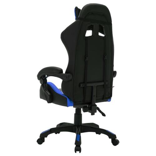 Gamingstol m. LED-lys RGB-farver kunstlæder blå og sort