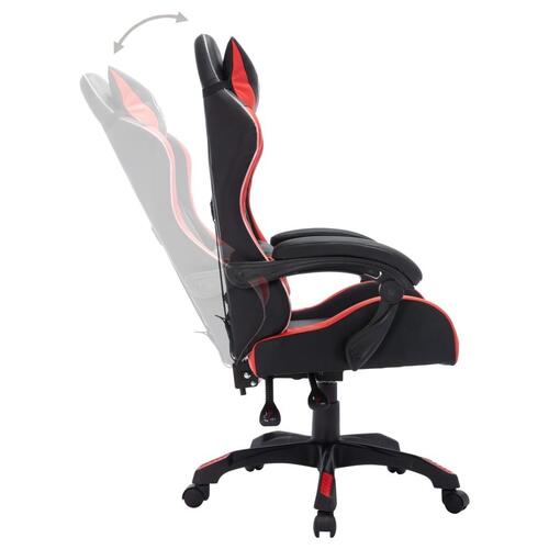 Gamingstol m. LED-lys RGB-farver kunstlæder rød og sort
