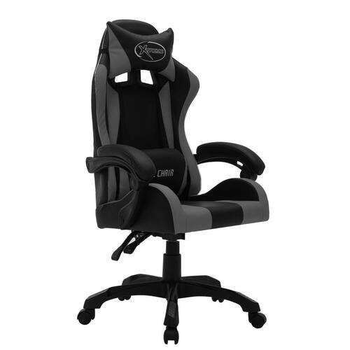 Gamingstol m. LED-lys RGB-farver kunstlæder grå og sort