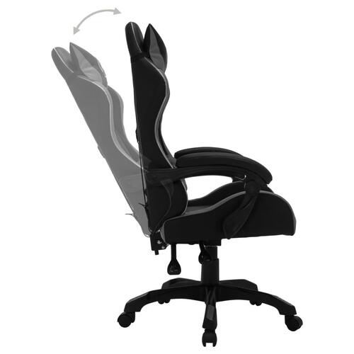 Gamingstol m. LED-lys RGB-farver kunstlæder grå og sort