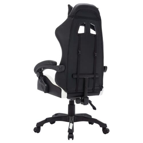 Gamingstol m. LED-lys RGB-farver kunstlæder hvid og sort