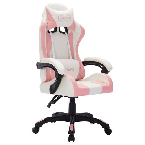 Gamingstol med LED-lys RGB-farver kunstlæder pink og sort