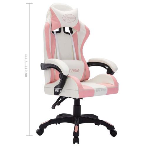 Gamingstol med LED-lys RGB-farver kunstlæder pink og sort