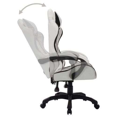 Gamingstol m. LED-lys RGB-farver kunstlæder hvid og sort