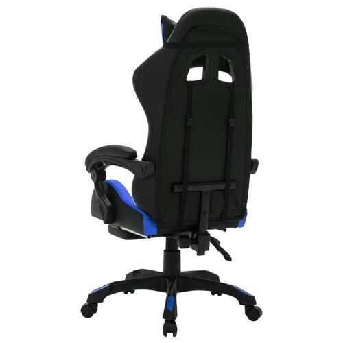 Gamingstol m. LED-lys RGB-farver kunstlæder blå og sort