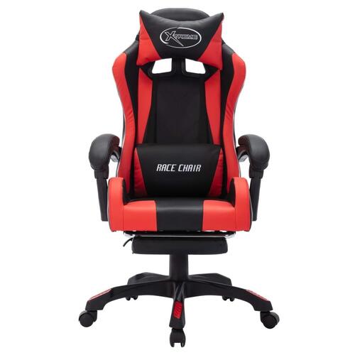Gamingstol m. LED-lys RGB-farver kunstlæder rød og sort