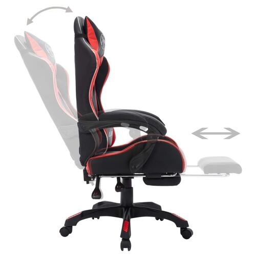 Gamingstol m. LED-lys RGB-farver kunstlæder rød og sort