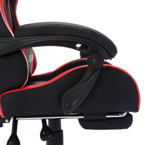 Gamingstol m. LED-lys RGB-farver kunstlæder rød og sort