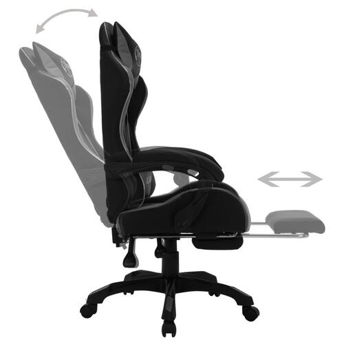 Gamingstol m. LED-lys RGB-farver kunstlæder grå og sort