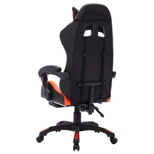 Gamingstol m. LED-lys RGB-farver kunstlæder orange og sort