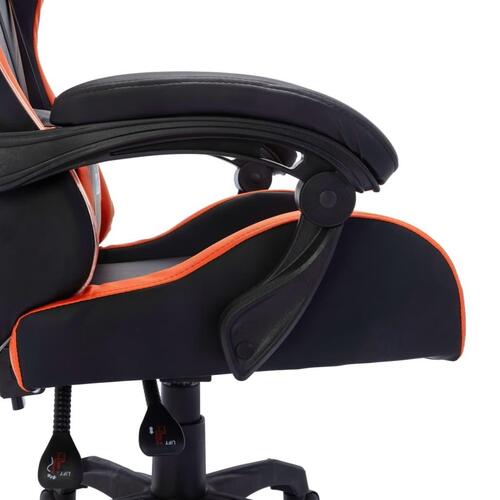 Gamingstol m. LED-lys RGB-farver kunstlæder orange og sort