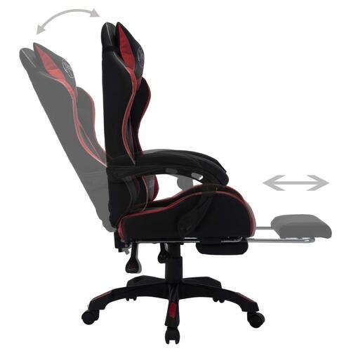 Gamingstol m. LED-lys RGB-farver kunstlæder vinrød og sort