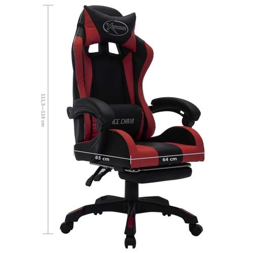 Gamingstol m. LED-lys RGB-farver kunstlæder vinrød og sort