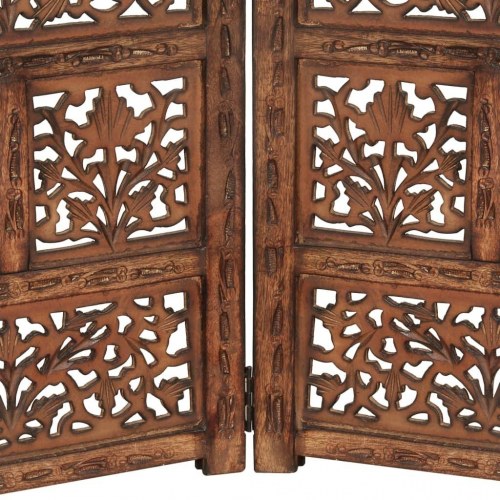 4-panels rumdeler håndskåret 160 x 165 cm massivt mangotræ brun