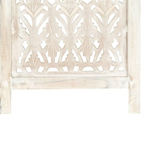 3-panels rumdeler håndskåret 120 x 165 cm massivt mangotræ hvid