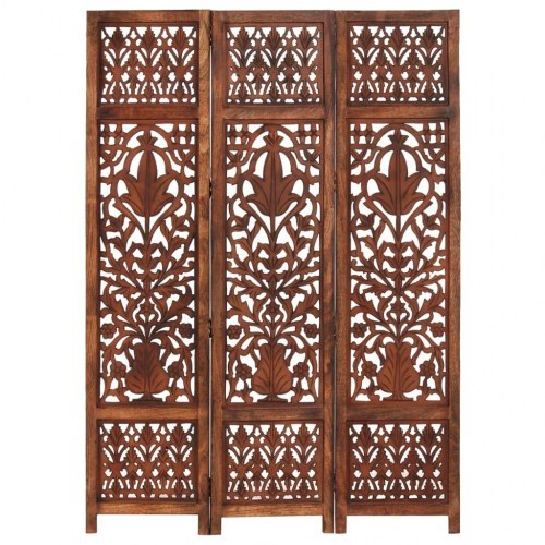 3-panels rumdeler håndskåret 120 x 165 cm massivt mangotræ brun