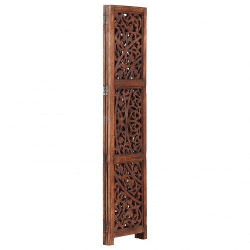 3-panels rumdeler håndskåret 120 x 165 cm massivt mangotræ brun