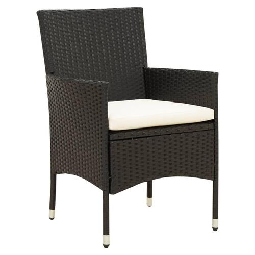 Udendørs spisebordssæt 7 dele med hynder polyrattan sort