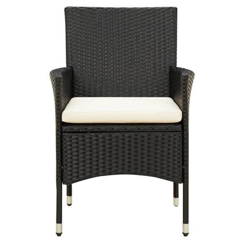 Udendørs spisebordssæt 5 dele med hynder polyrattan sort