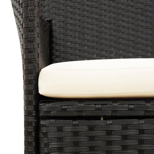 Udendørs spisebordssæt 5 dele med hynder polyrattan sort