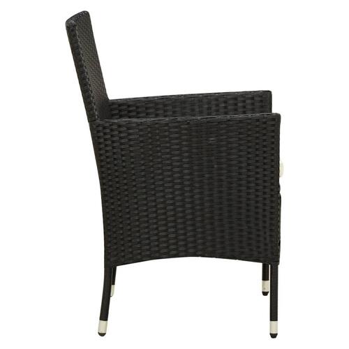 Udendørs spisebordssæt 7 dele med hynder polyrattan sort