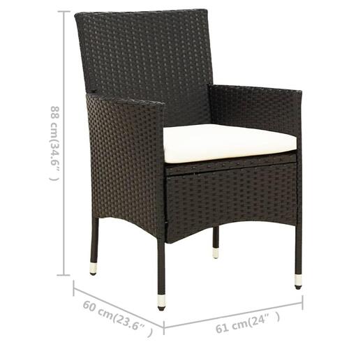 Udendørs spisebordssæt 7 dele med hynder polyrattan sort