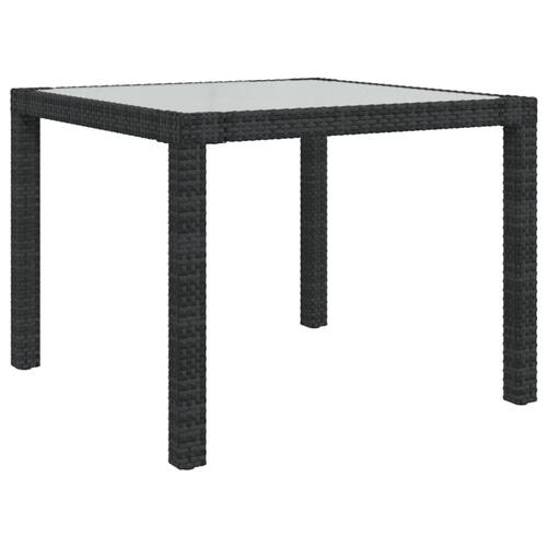 Udendørs spisebordssæt 5 dele med hynder polyrattan sort